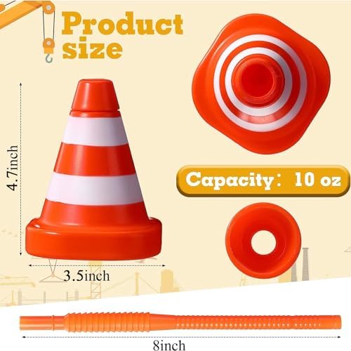 Sawysine 8 Pack Construction Cone Cups with Straws