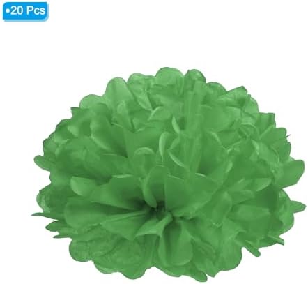 PATIKIL 4 Inch Green Tissue Pom Poms 20 Pack
