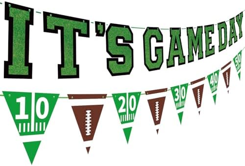 Football Party Decorations Kit with Triangle Flags and Banner