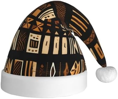 QINZHENG Velvet Plush Santa Hat With African Tribal Print