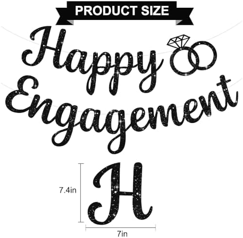 BEISHIDA Glitter Happy Engagement Banner - Black