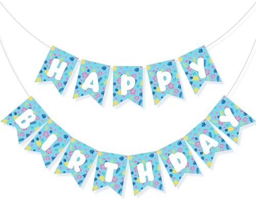 TaoBary Blue Cartoon Happy Birthday Banner