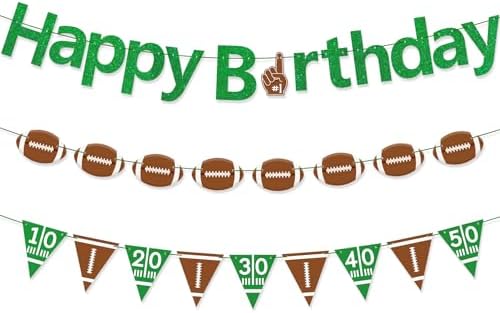 Football Happy Birthday Banner Green