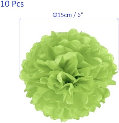 M Meterxity 10 Pack Tissue Pom Poms Flowers 6 Inches Lime Green
