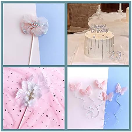 Sparkling Cake Topper Set with Butterfly and Pink Bow