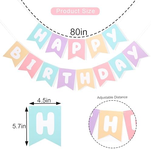 Pastel Rainbow Happy Birthday Banner - 78 x 57