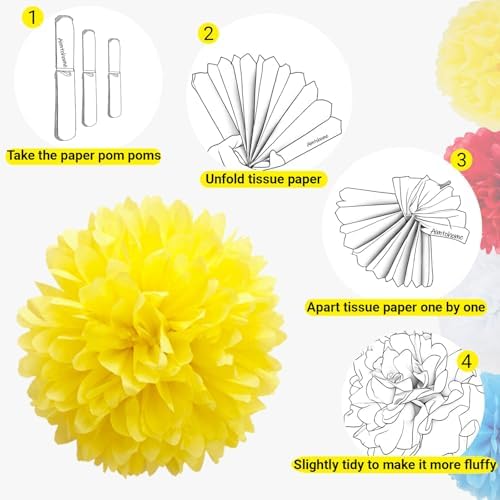 AimtoHome 12 Piece Tissue Pom Pom Decor Kit