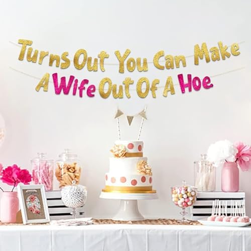 Funny Bachelorette Gold Glitter Party Banner