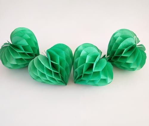Heart Tissue Paper Pom Poms Decor Set 12pcs Green
