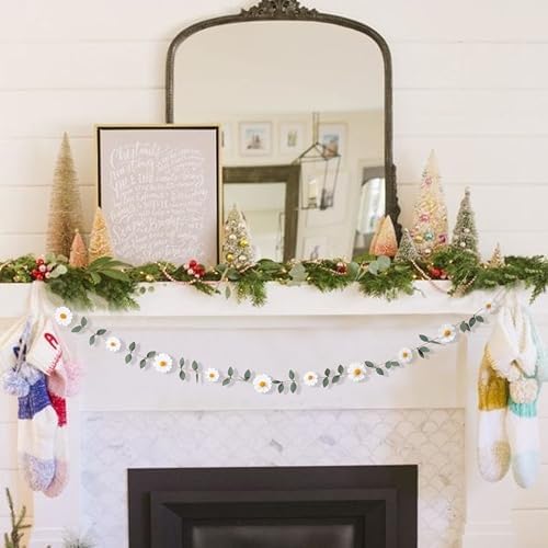 Wool Felt Daisy Chain Banner Garland for Birthday Decorations