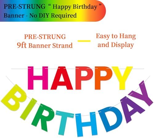 Happy Birthday Banner 9ft Pre-Strung No Assembly