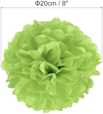 PATIKIL 8 Inch Lime Green Tissue Pom Poms Flowers 10 Pack
