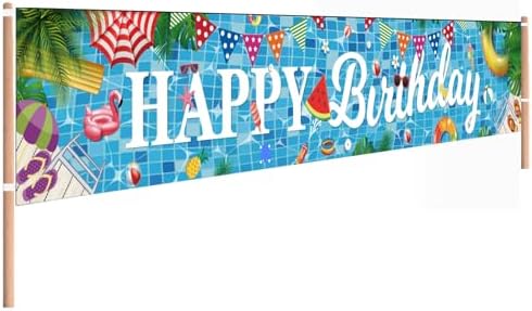 Aushenke Pool Birthday Banner 118 x 20 Inch