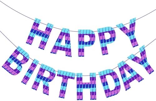 Video Game Birthday Banner Blue Purple Pre-Strung Party Decoration