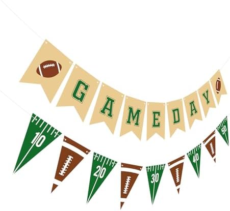 Hooqict Football Party Banner Garland with Triangle Flags