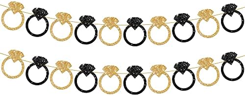 KatchOn Black and Gold Engagement Ring Banner - 10 Feet Pre-Strung