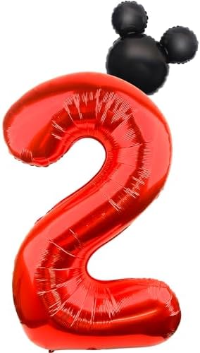 Mouse Number 2 Balloon Set 40 inch Red 18 inch Mini Mouse Head