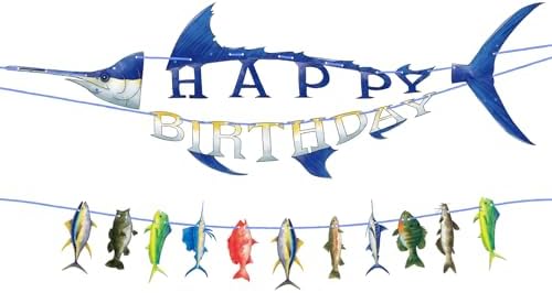WERNNSAI Fishing Birthday Banner - Pre Strung Wall Decor