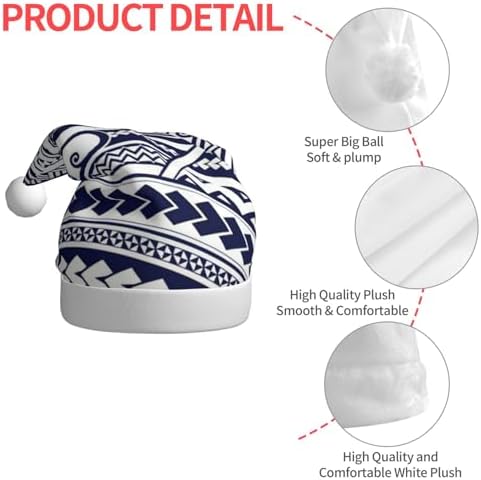QINZHENG Blue Polynesian Tribal Santa Hat for Women