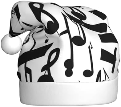 QINZHENG Black Music Note Santa Hat for Women