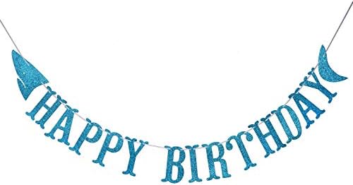 Shark Happy Birthday Banner and Garlands Blue