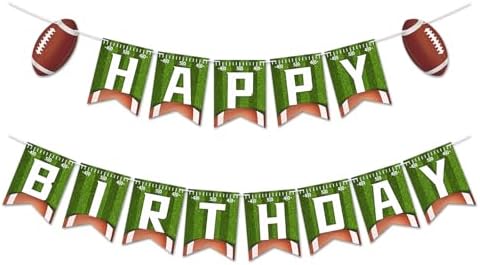 Football Birthday Banner with 13 Pennants