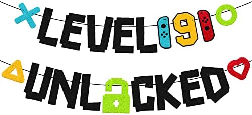 Level 9th Unlocked Birthday Banner Game Themed Decorations