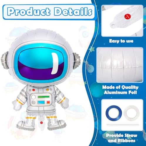 6 Pcs Astronaut UFO Rocket Foil Balloons for Kids