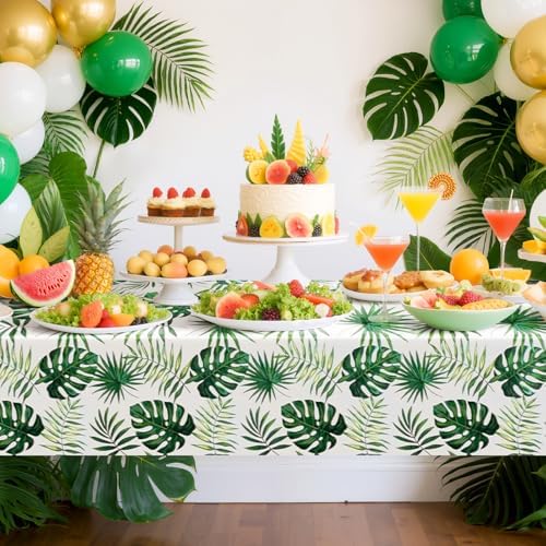2 Pieces 54x108 Inch Hawaii Palm Leaves Tablecloth Decorations