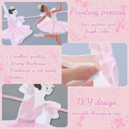 2 Pcs Ballerina Dancer Hanging Garland for Birthday Parties