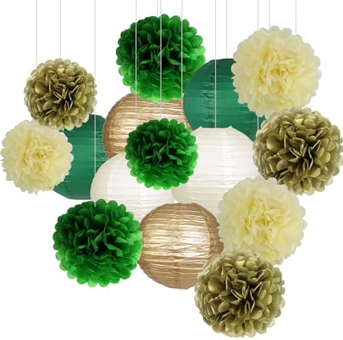 Green Gold Party Decorations 15PCS Set