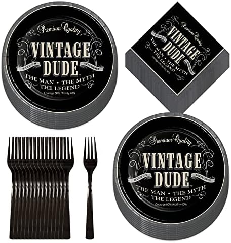 Vintage Dude Party Supplies - 16 Piece Set