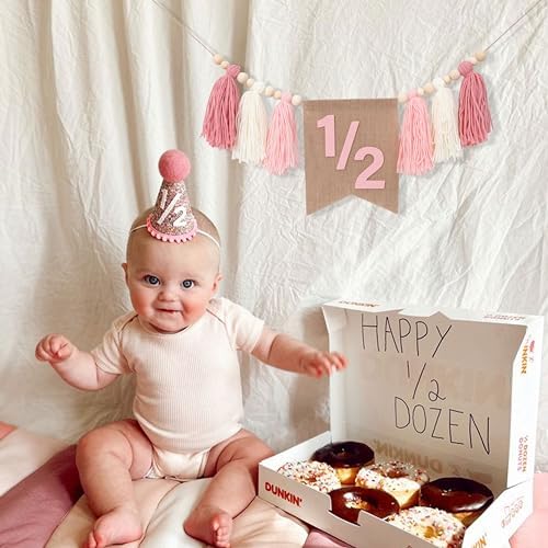 Wawuo Pink 12 Birthday High Chair Banner