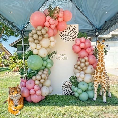 Pink Jungle Safari Balloons 60PCS Party Decorations