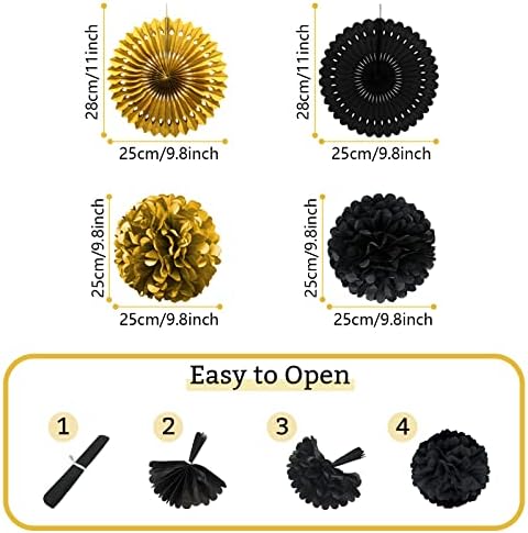 Black and Gold Party Decorations Set