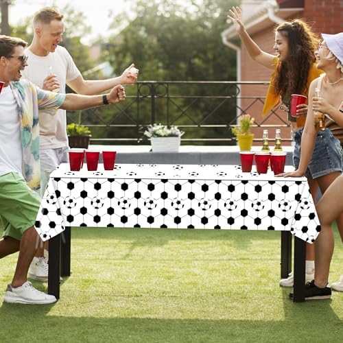 3 Pcs Soccer Party Tablecloths 54x108 Inches Ball Themed Decorations