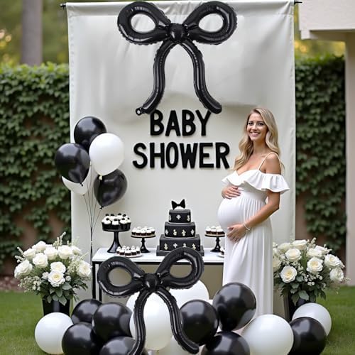 4 Pcs Black Bow Balloons for Birthday Party Decor