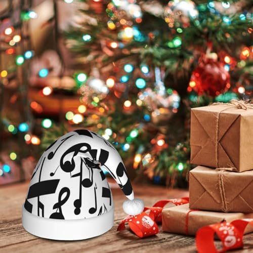 QINZHENG Black Music Note Santa Hat for Women