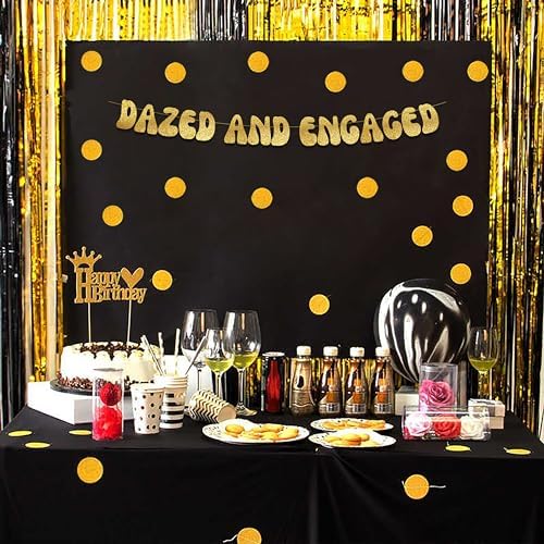 Dazed and Engaged Gold Glitter Party Banner