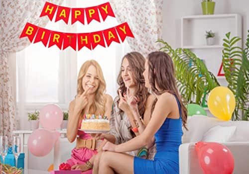 Red Happy Birthday Bunting Banner with Letters