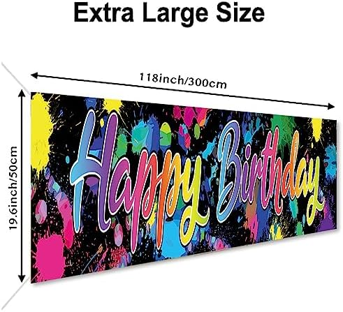 118 x 20 Inches Neon Happy Birthday Yard Banner Sign