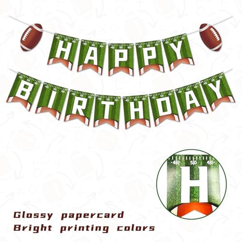 Football Birthday Banner with 13 Pennants