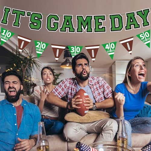 Football Party Decorations Kit with Triangle Flags and Banner