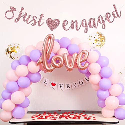 FEDVET Just Engaged Banner RoseGold Party Decor