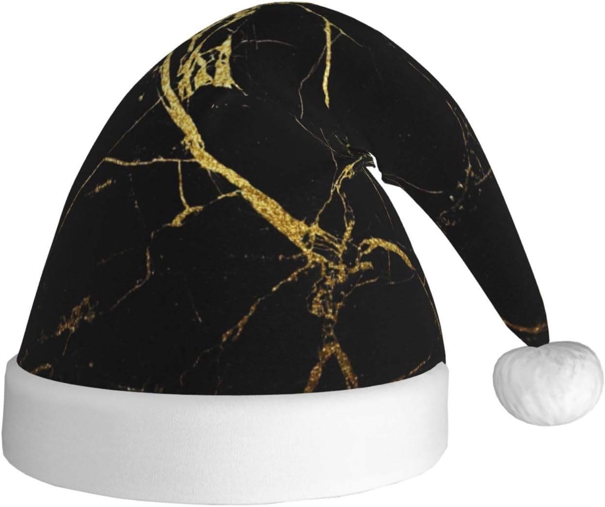 QINZHENG Gold Black Santa Hat Velvet Plush Xmas Decoration