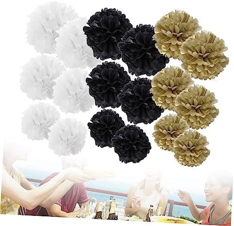 TOKIDNY 18pcs White Tissue Pom Poms for Party Decorations