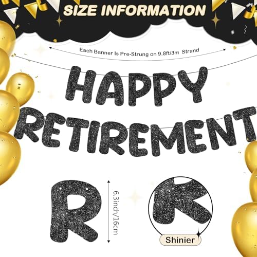 Fulmoon Happy Retirement Banner Glitter Sign