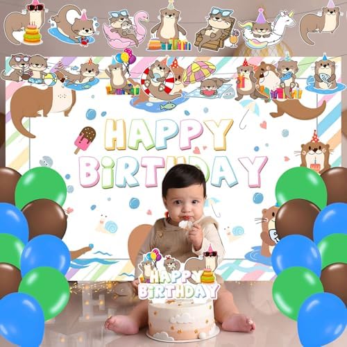 59 Pcs Otter Birthday Party Decor Set