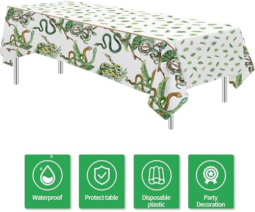 Snake Party Tablecloth - 3 Pack Jungle Theme Table Cover