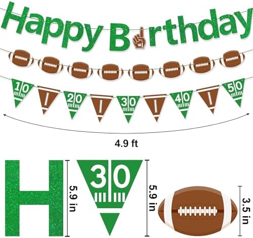 Football Happy Birthday Banner Green